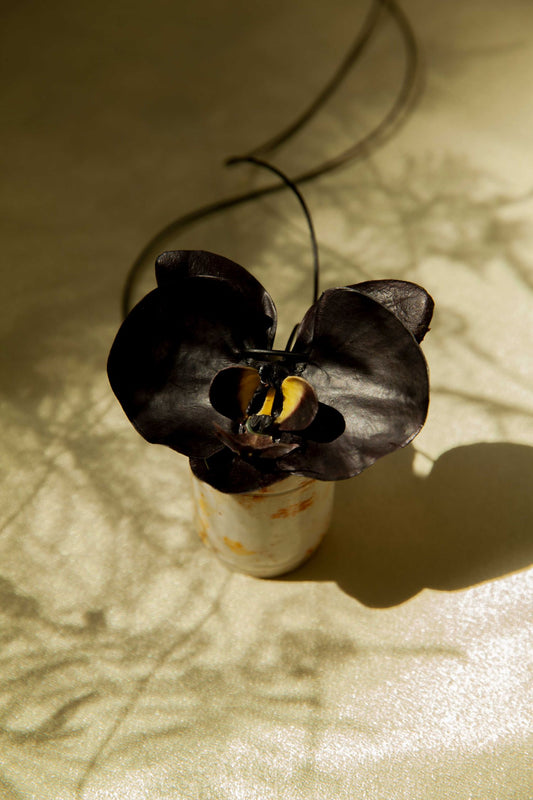 Black Orchid Choker with leather string