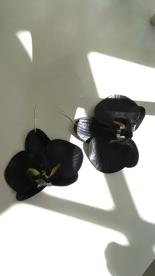 Black Orchid Drop Earrings