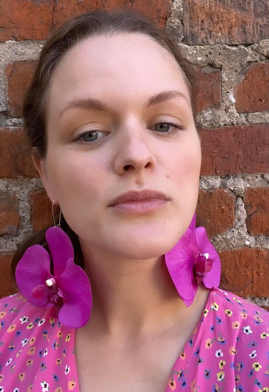 Fuchsia Statement Orchid Earrings