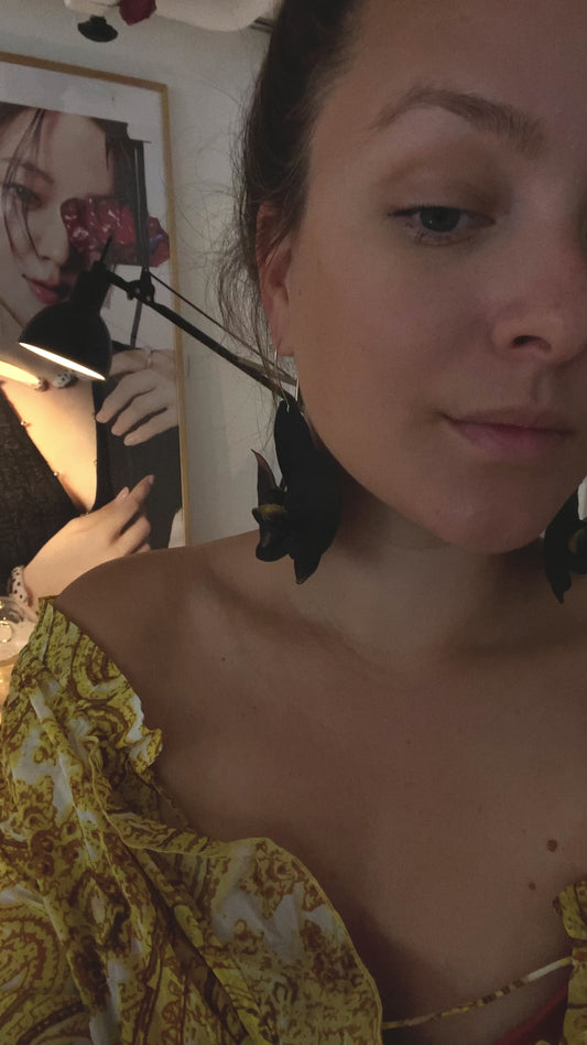 Black Orchid Drop Earrings