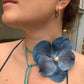 Indigo Orchid Choker with blue leather string and Yellow Pearl (XL)