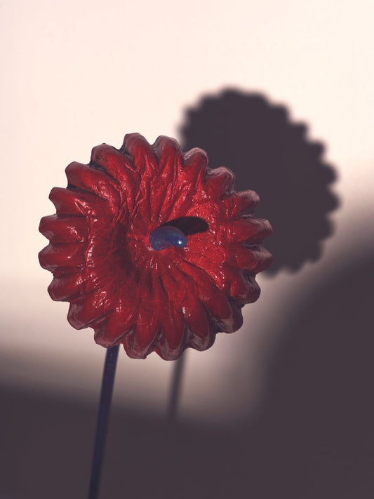 Abstract Daisy - Shiny Red