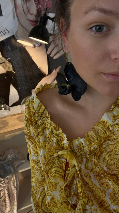 Black Orchid Drop Earrings