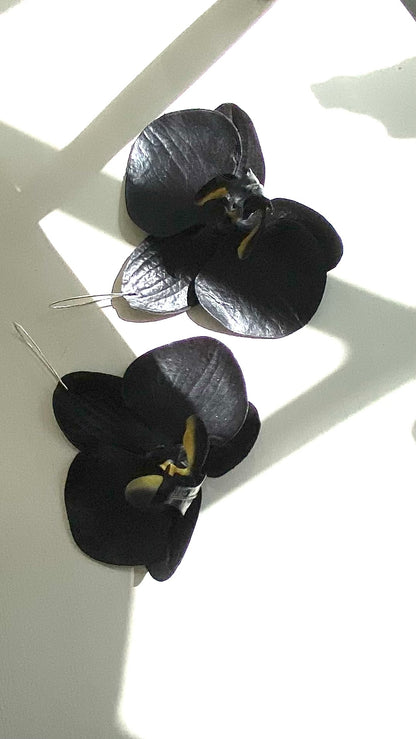 Black Orchid Drop Earrings
