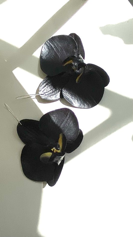 Black Orchid Drop Earrings