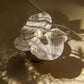Marble painted Orchid Choker with freshwater pearl & white leather string (Medium)