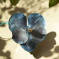 Indigo Orchid Choker with black leather string and ivory pearl (XL)