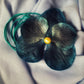 Indigo Orchid Choker with blue leather string and Yellow Pearl (XL)