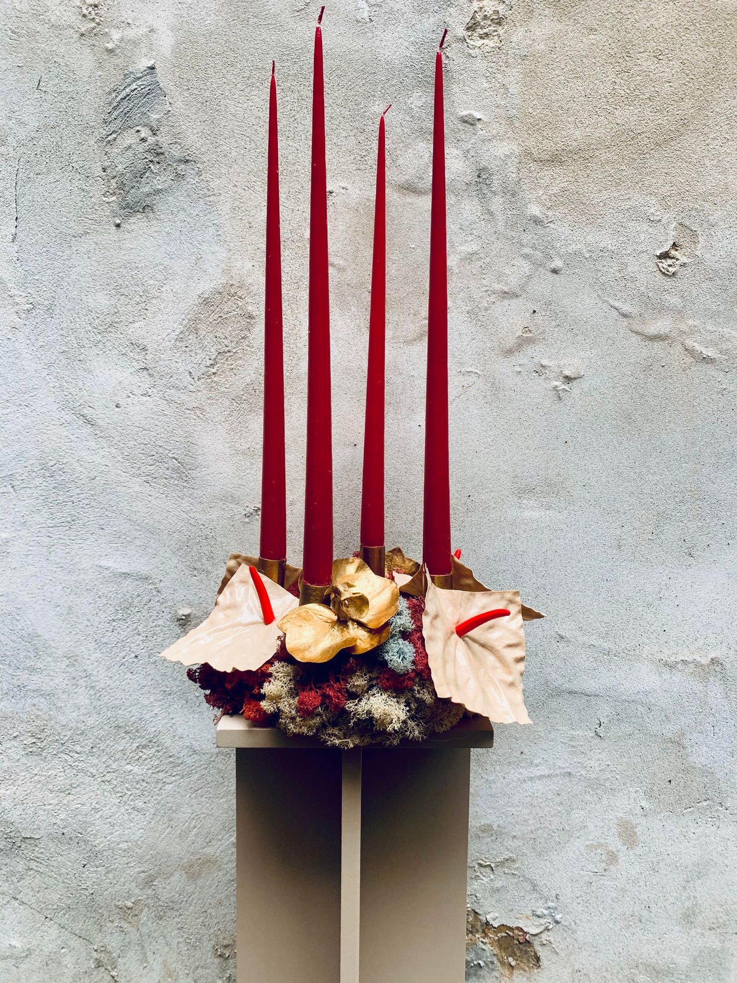 Ivory Atrium & Gold Orchid Christmas Decoration (2-in-1)